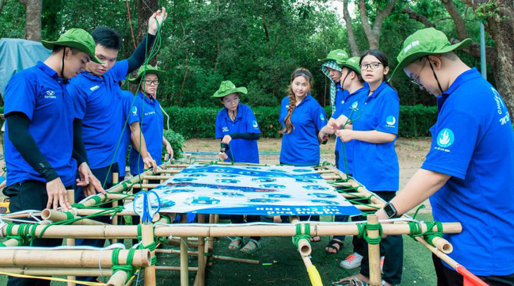 Các trại sinh chuẩn bị tham gia trại huấn luyện viên cấp I trung ương - Trại Nguyễn Chí Thanh cụm Đông Nam Bộ năm 2023 - Ảnh: Hội LHTN TP.HCM