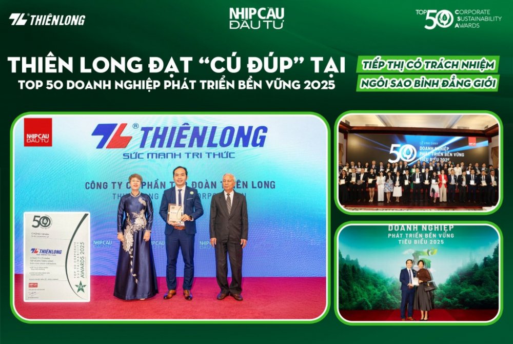 Thiên Long đạt “cú đúp” tại Top 50 doanh nghiệp phát triển bền vững năm 2025