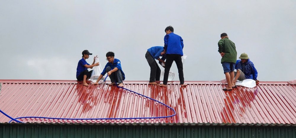 Thanh niên chằng chống giúp người dân ứng phó bão số 5