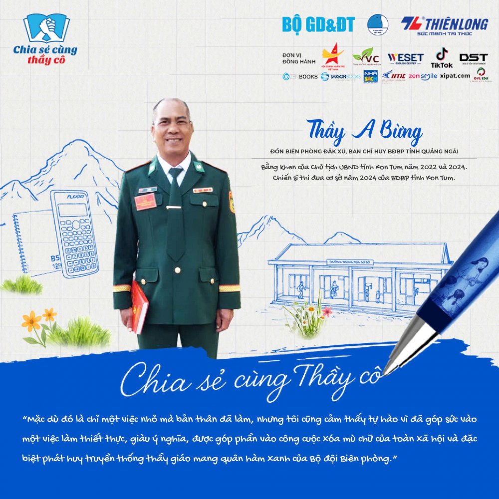 Lớp học xóa mù chữ ở Bờ Y của thầy giáo quân hàm xanh 