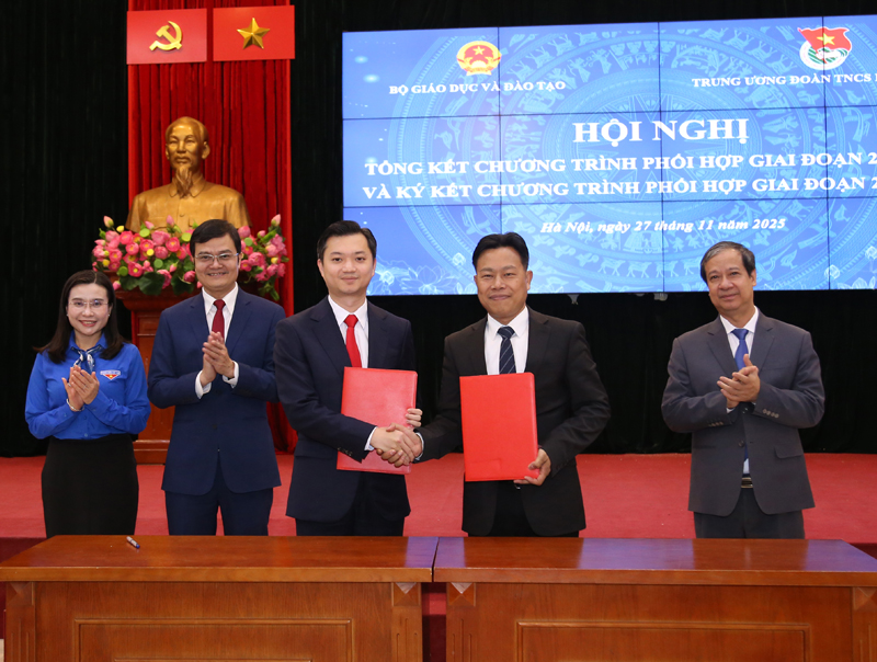Trung ương Đoàn và Bộ Giáo dục và Đào tạo ký kết chương trình phối hợp công tác giai đoạn 2025 – 2030