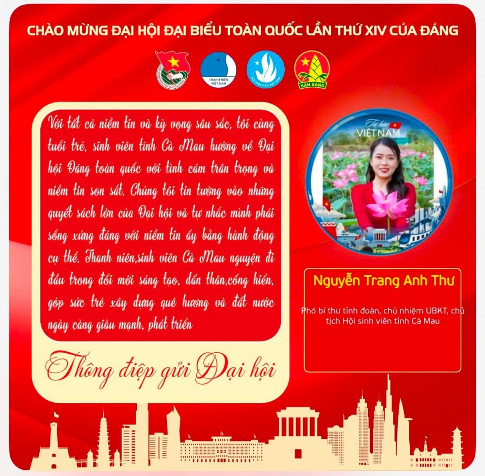 Tuổi trẻ Cà Mau gửi trọn niềm tin và khát vọng cống hiến về Đại hội XIV của Đảng