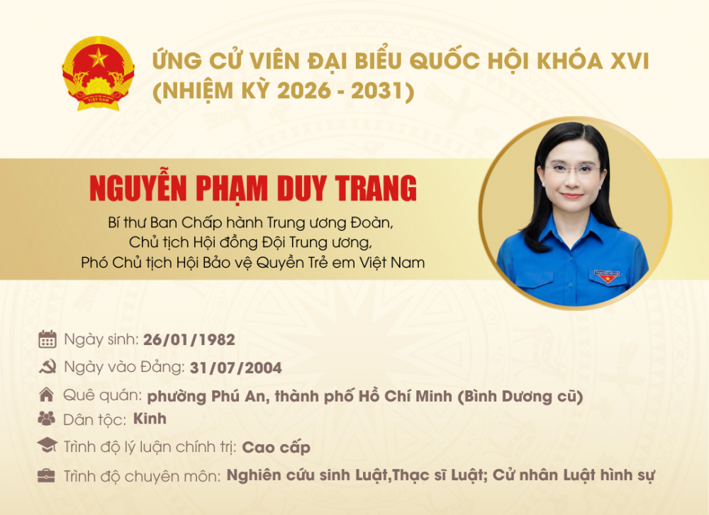 Bí thư Trung ương Đoàn, Chủ tịch Hội đồng Đội Trung ương ứng cử Đại biểu Quốc hội khóa XVI